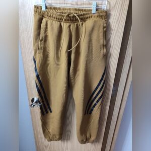 Adidas Tan Jogger Pants with Black Stripes
